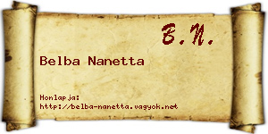 Belba Nanetta névjegykártya